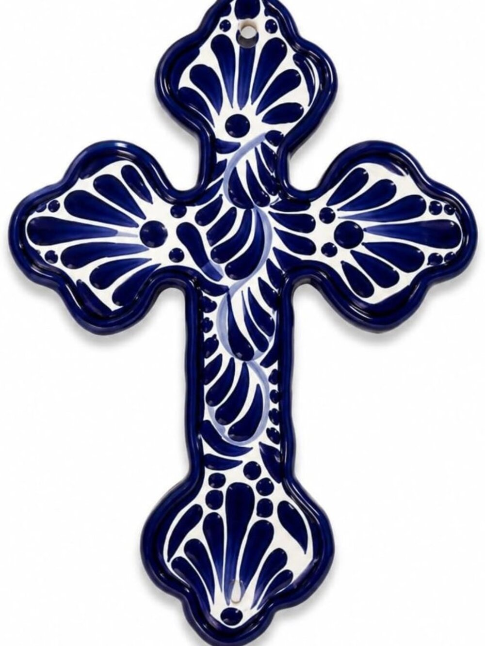 Hand-Painted Talavera Wall Cross - Handmade Mexican Pottery Home Décor Gift